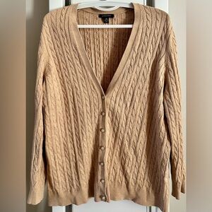 Lands' End Cable Knit Camel Cardigan